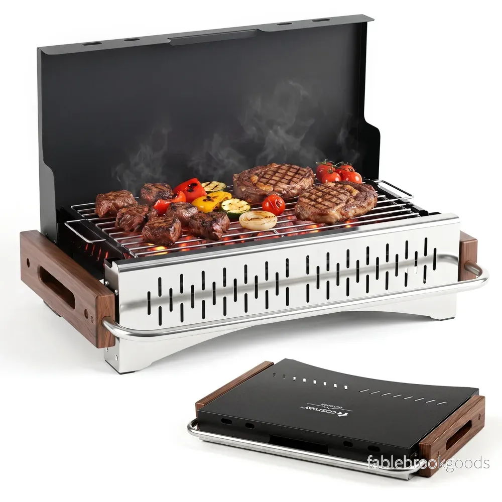 Portabel – utomhusgrill, vikbar kolgrill av metall för camping, – 50,5 x 33,5 x 33,5 cm