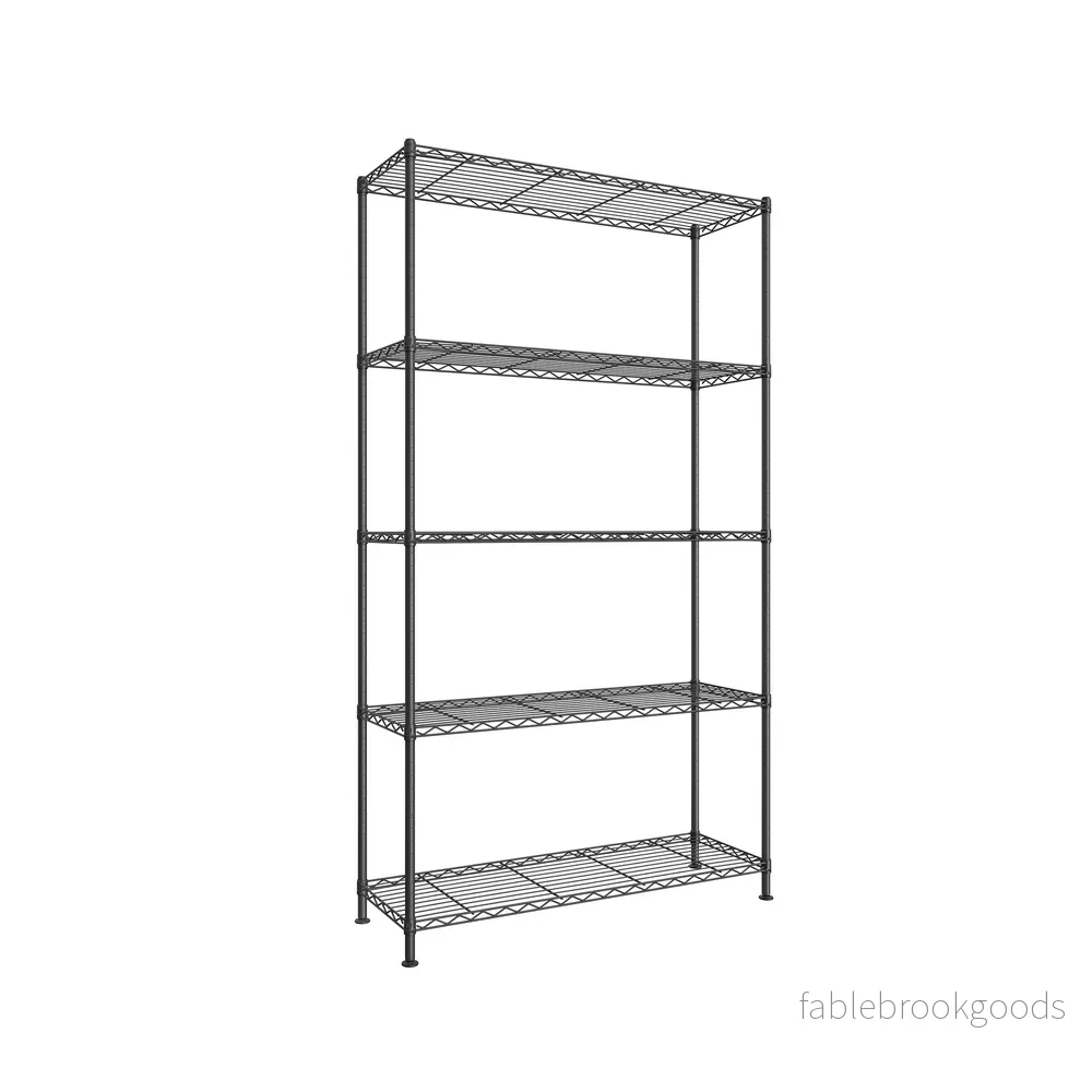 Plank - 30 x 90 x 161 cm - Inktzwart - Vrijstaand - 5 lagen - Maximale draagkracht 565 kg