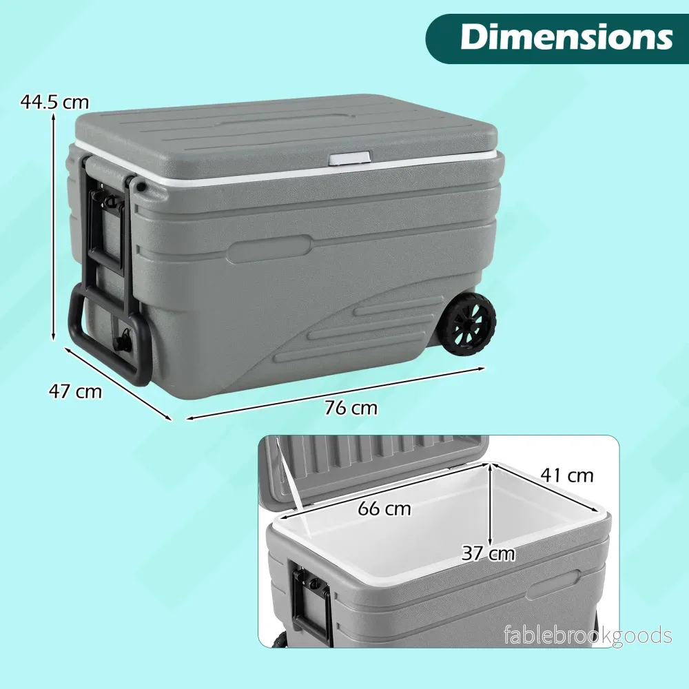 Bärbar – kylbox på hjul väderbeständig isoleringsbox med fällbart draghandtag och lättgående – 2 98 L – Grå - Bild 2