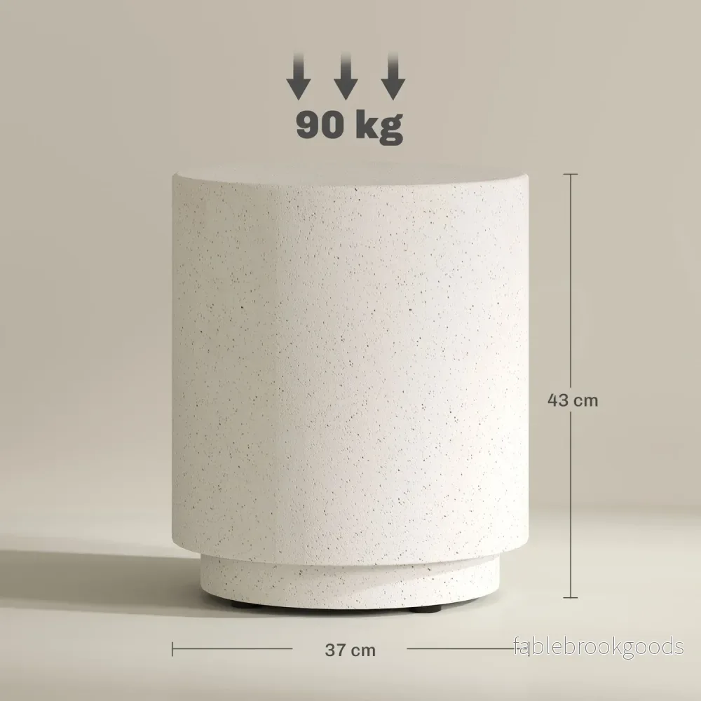 Creme White Stone-Look Soffbord, Ø37 x 43 cm - Bild 3