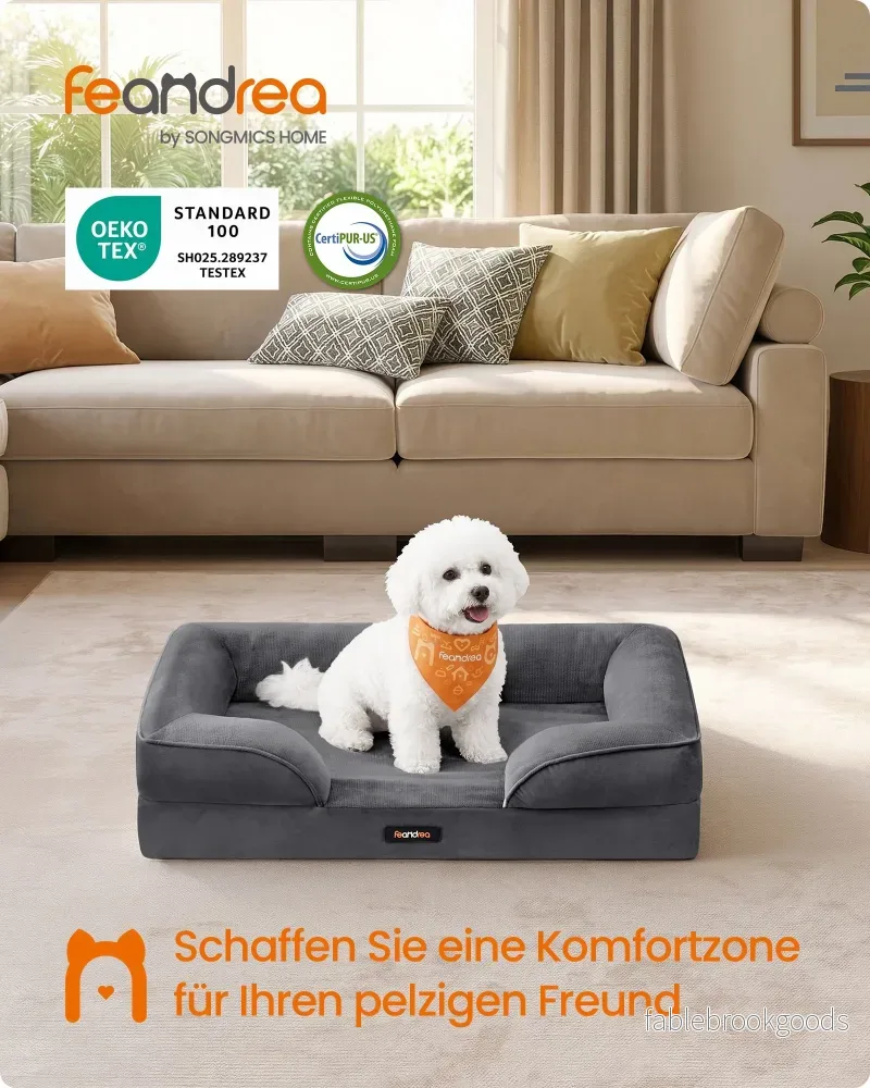 Hondenmand - Orthopedisch en Wasbaar - Met Verhoogde Randen - Leigrijs - 76 x 51 x 16 cm - Bild 2