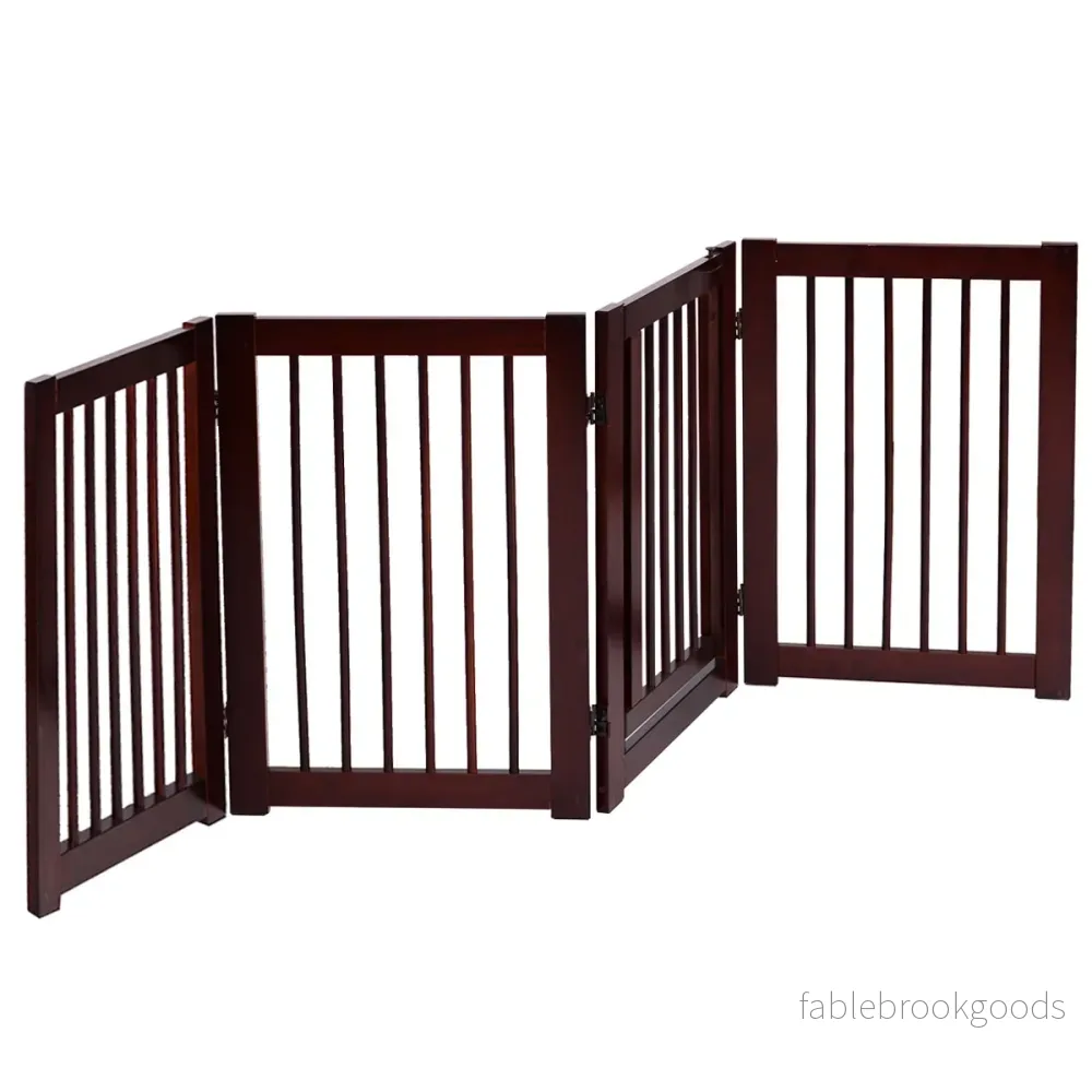Säkerhetsport – Fyra delar Hunddörr Säkerhetsgrind – 203 x 76 x 1,8 cm – Brun - Bild 3