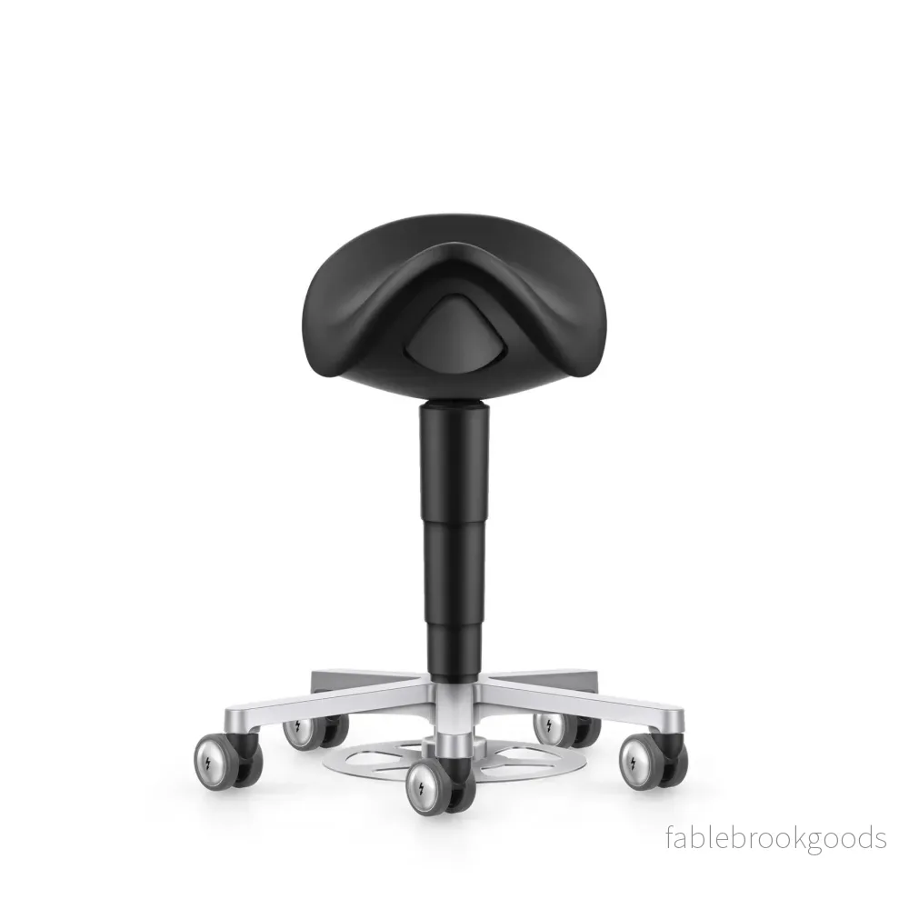 Stool Cleanroom sadelstol - fotpedal, svart konstläder - Bild 2