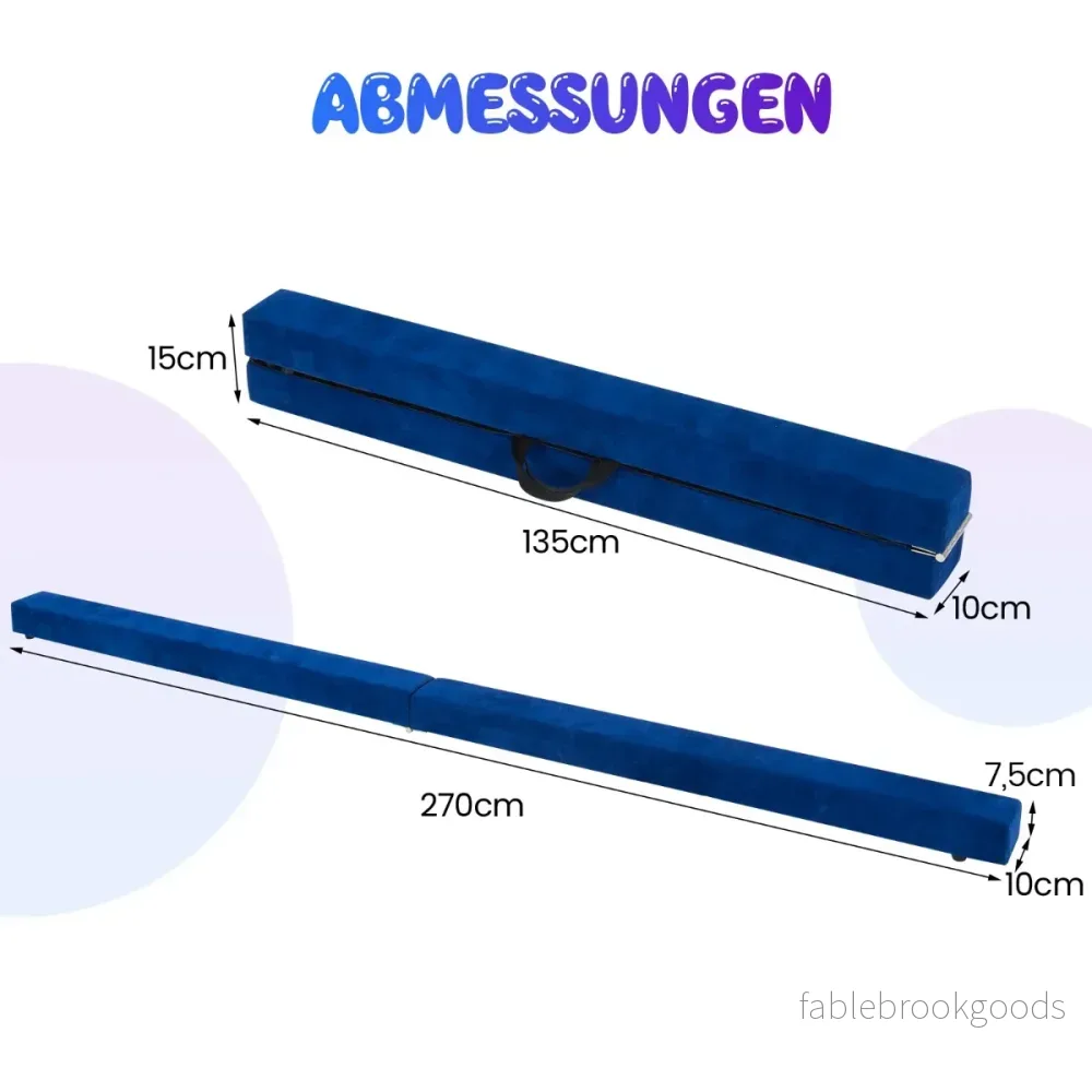 Balansbom – för barn, hopfällbar gymnastikbom med bärhandtag – 270 cm – Blå - Bild 2