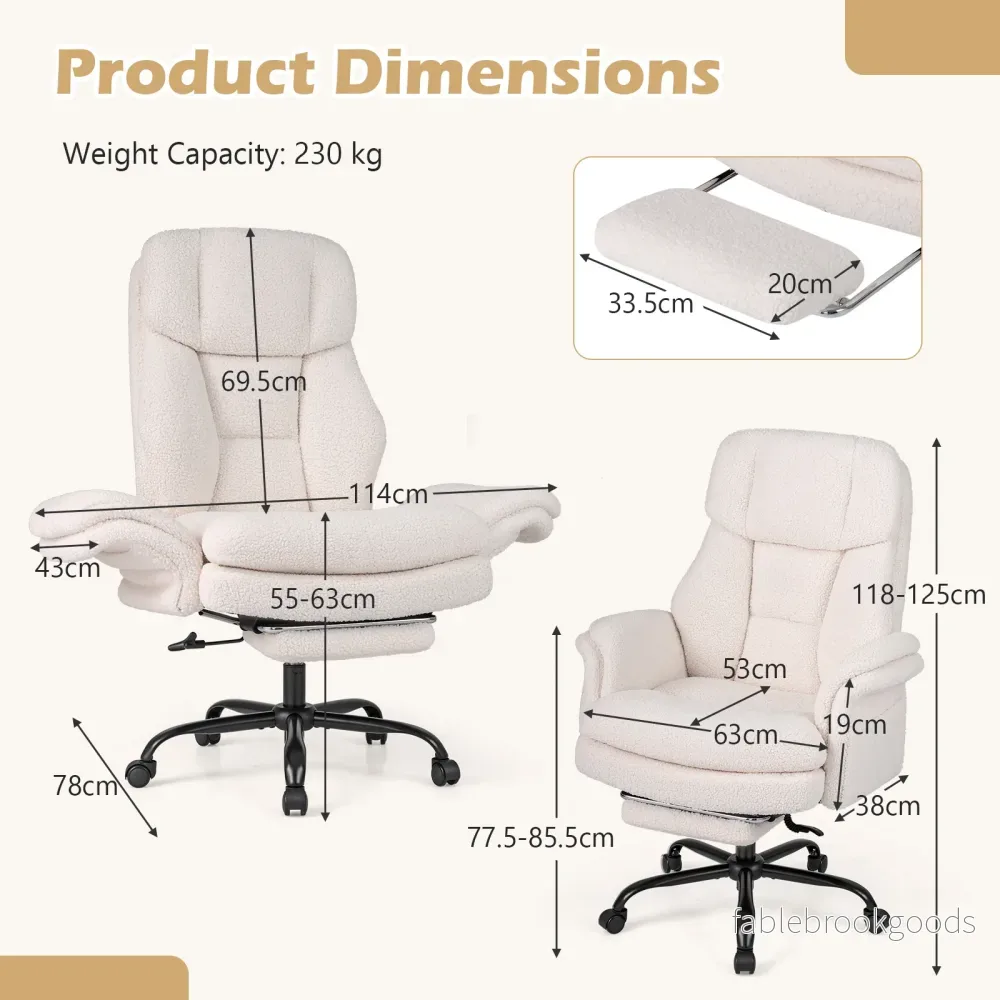 Ergonomisk – kontorschefstol, höjdjusterbar med fem hjul och utdragbart fotstöd - Bild 2
