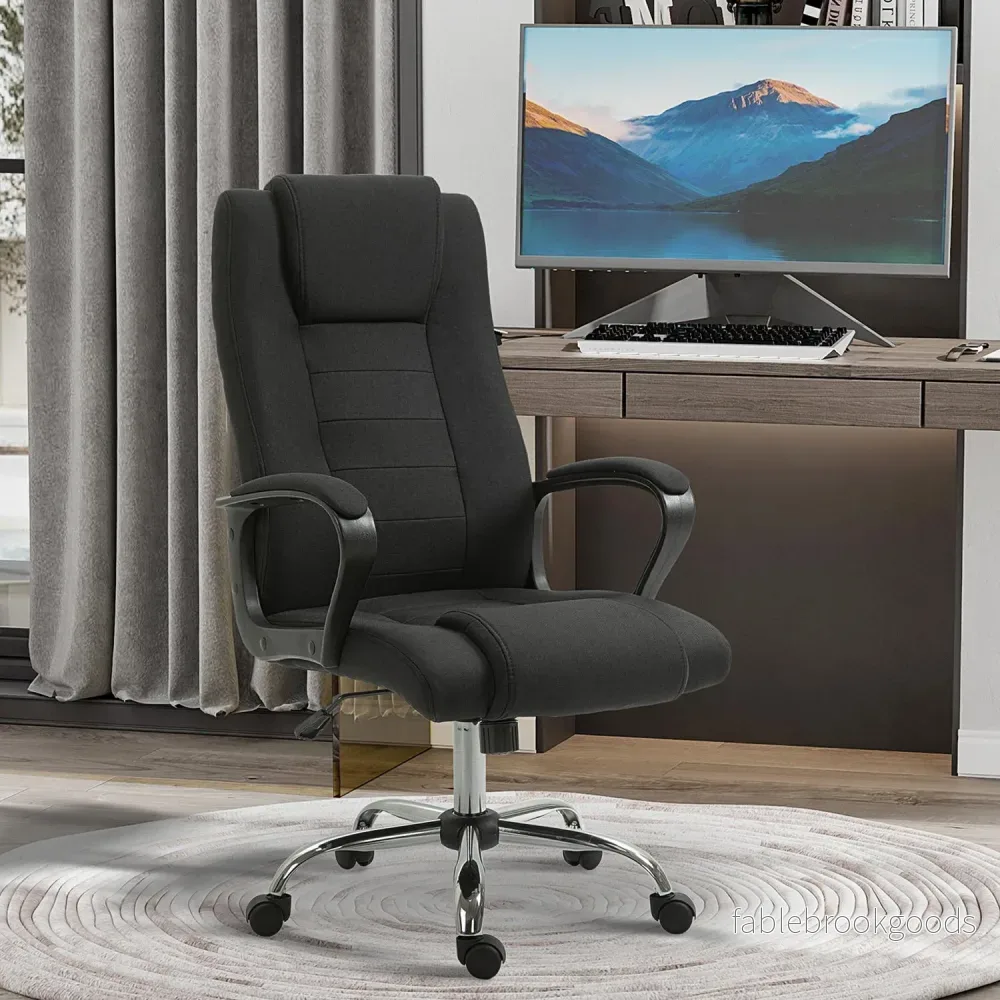Ergonomisk svart kontorsstol med nackstöd, höjdjusterbar - Bild 2