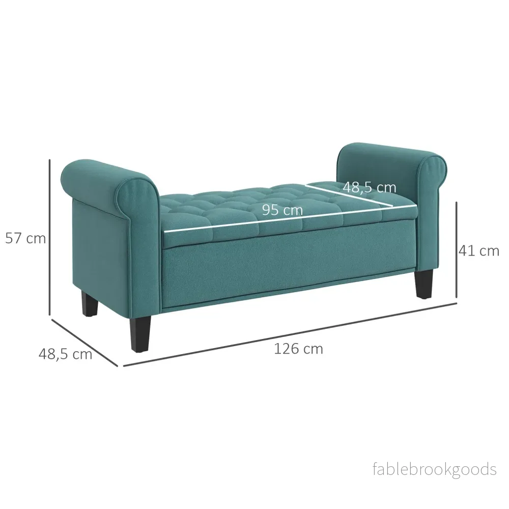 Förvaringsbänk i grön sammet, kapacitet 120 kg, 126x48,5x47 cm - Bild 3