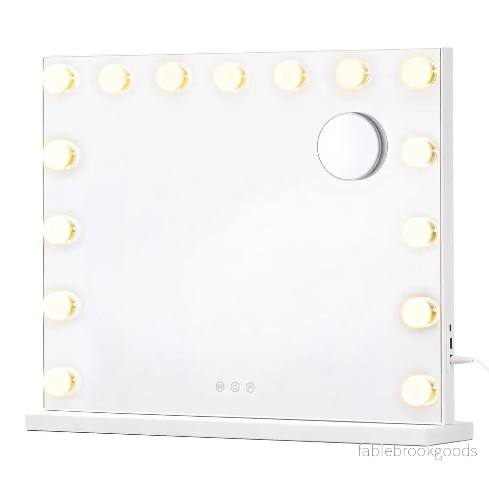Make-upspiegel – Hollywood met Dimbare LED’s – 10x Vergroting – Matwit – 48 x 58 x 5,7 cm Make-upspiegel – Hollywood met Dimbare LED’s – 10x Vergroting – Matwit – 48 x 58 x 5,7 cm