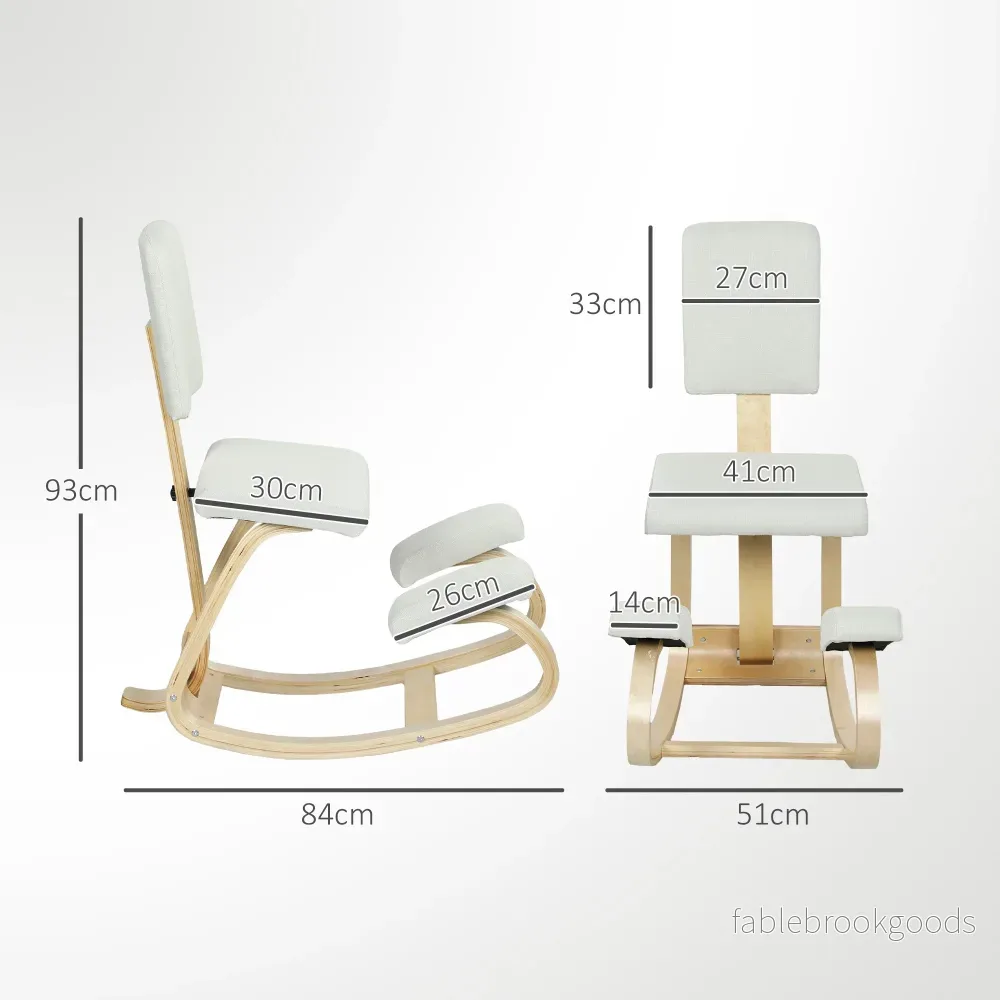 Ergonomisk knäböjd stol, björkträram, krämvit - Bild 3