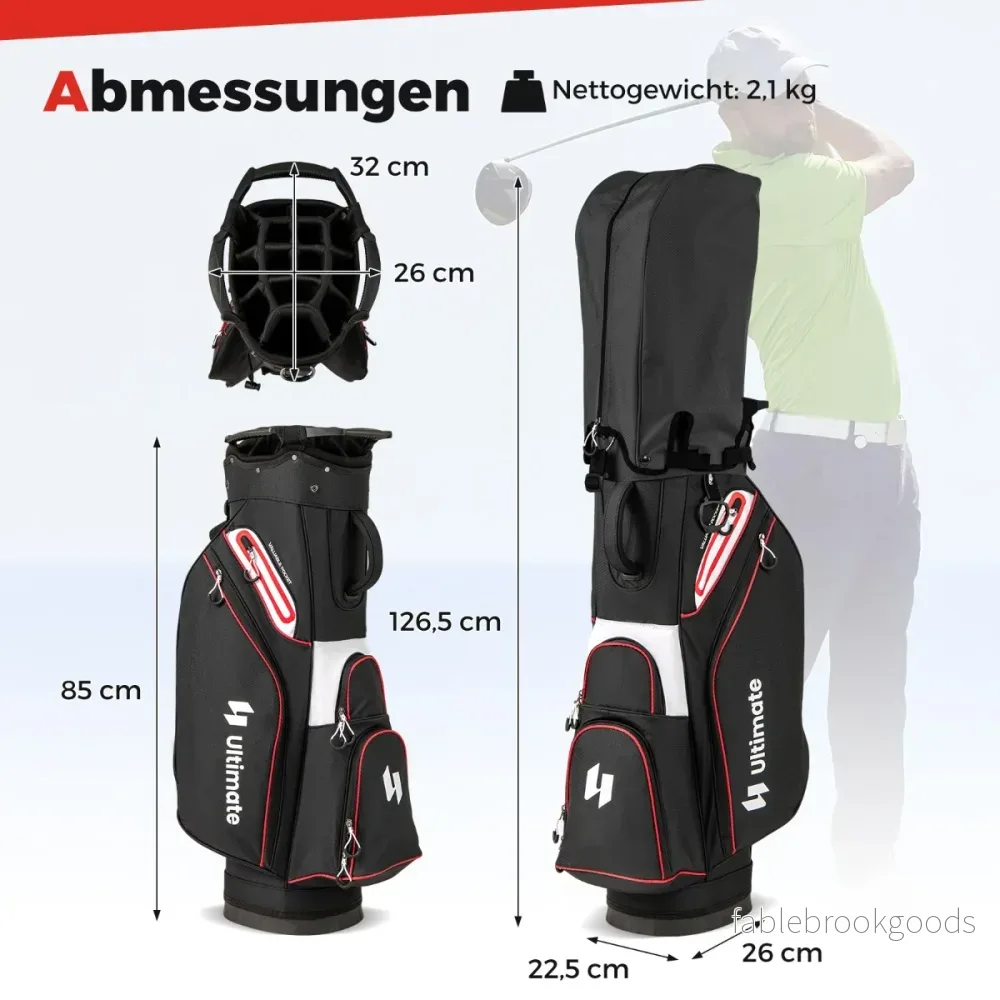 Golfbag – Lätt golfvagnsbag med fack Vattentålig golfväska – 14 – Svart - Bild 2