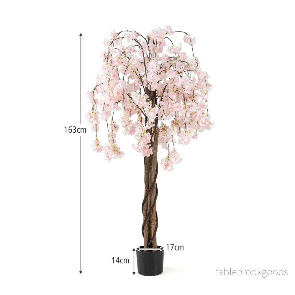 Konstgjord – körsbärsblomsträd i kruka Konstblomma med vita blommor – 163 cm – Vit - Bild 2