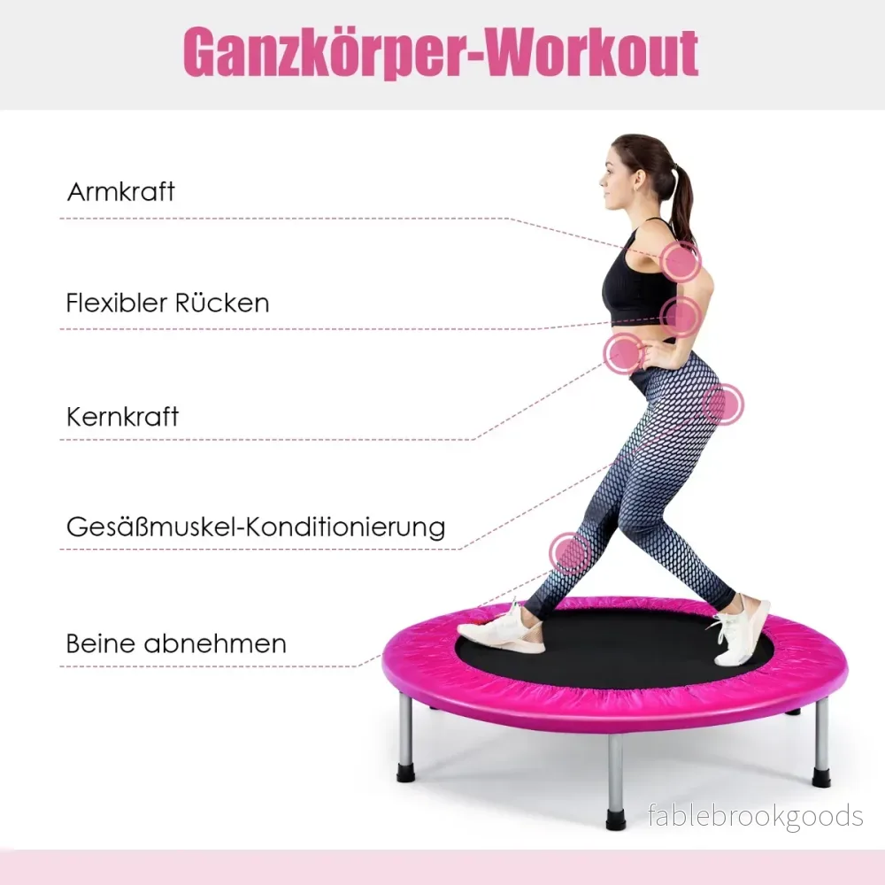 Hopfällbar – studsmatta mini för barn bärbar – Ø 97 cm – Rosa - Bild 3