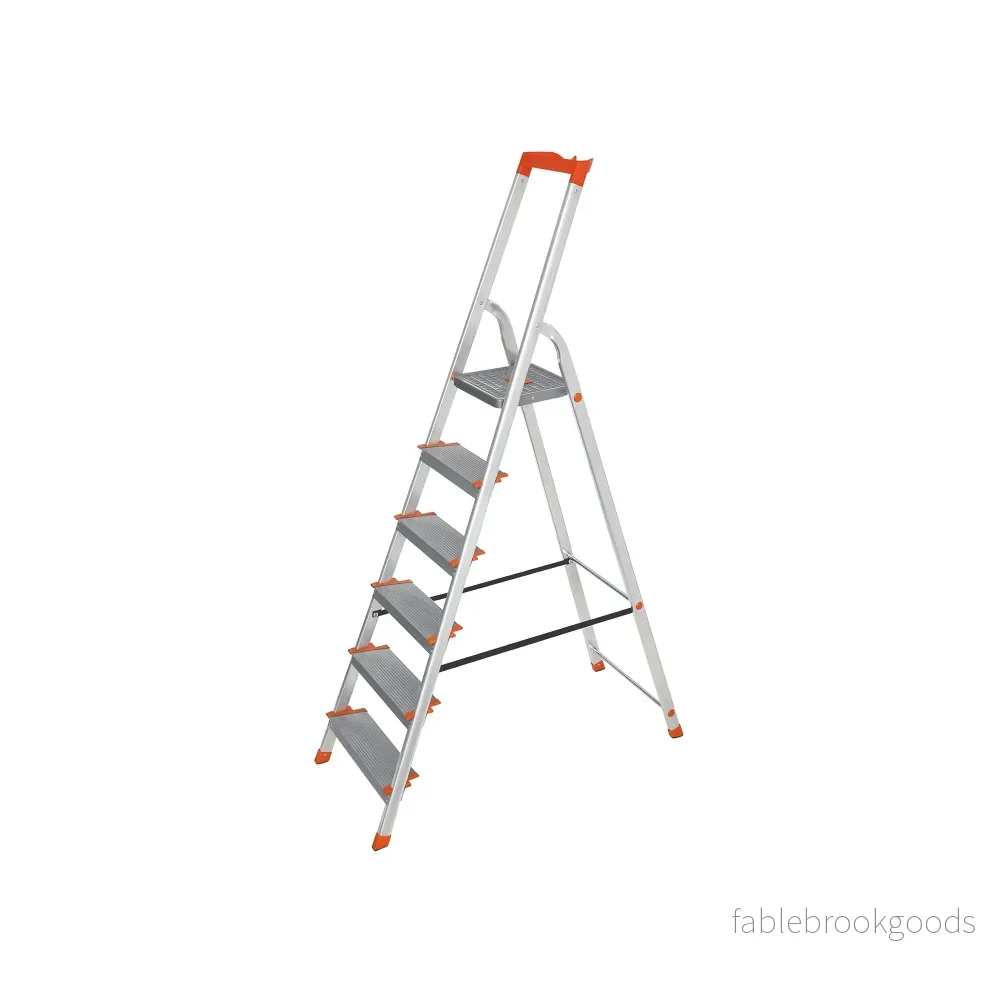 Fällbar stege – Robust aluminium – 6 steg – Grå / Orange Fällbar stege – Robust aluminium – 6 steg – Grå / Orange