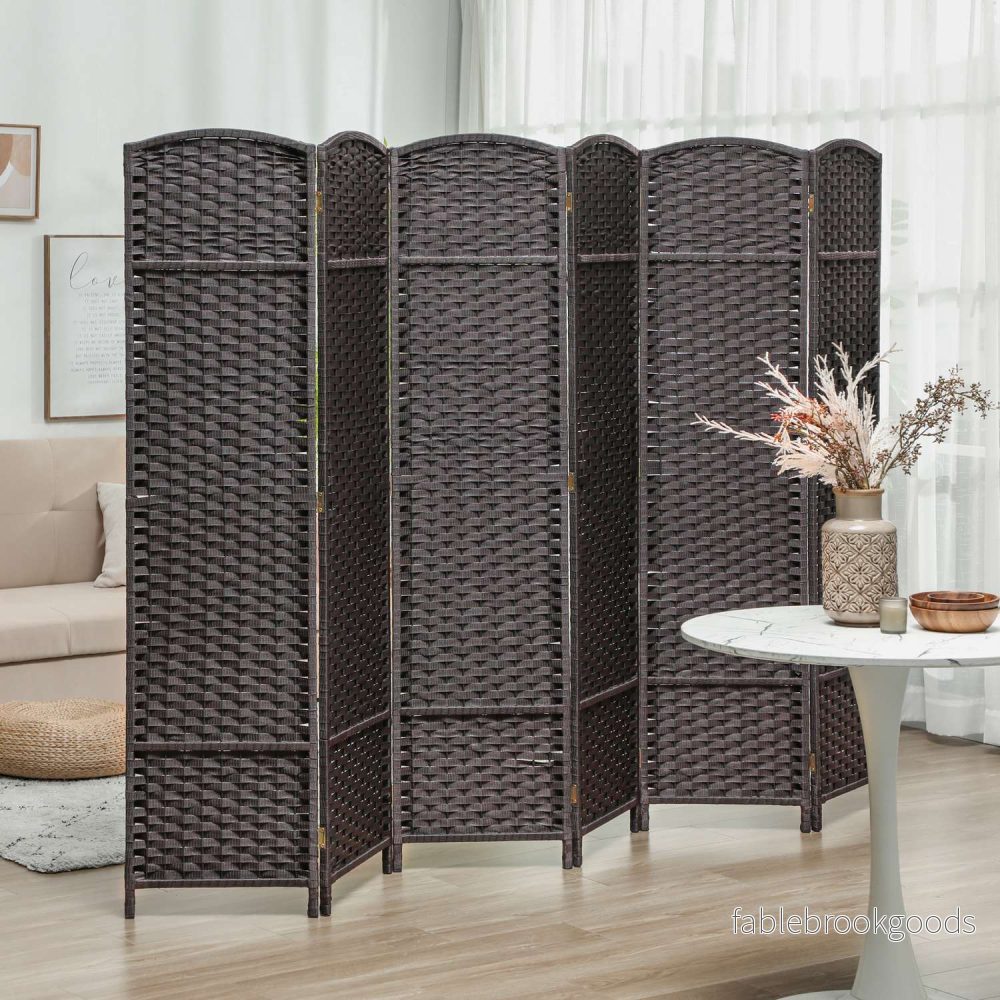 6-panels fällbar rumsavdelare, brun, polypropen - Bild 2