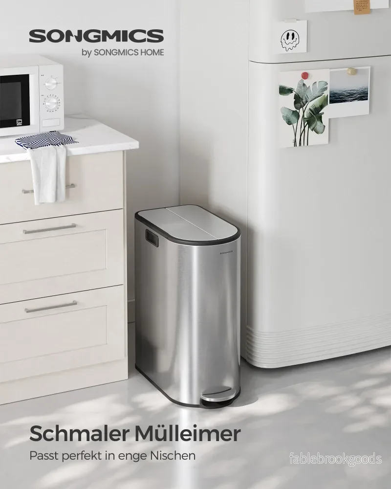 Avfallssepareringssystem – 2 fack – metalliskt silver - Bild 2