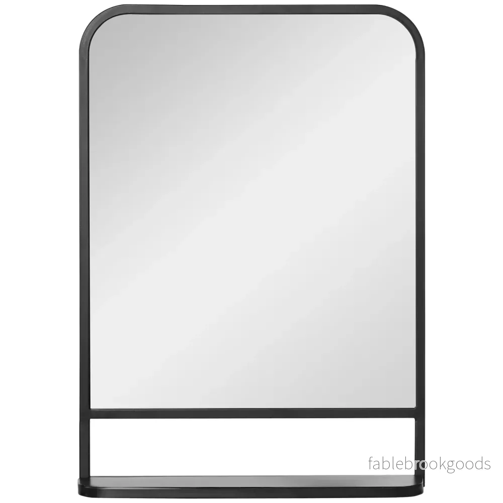 Väggspegel med hylla – 70x50cm, rektangulär, svart
