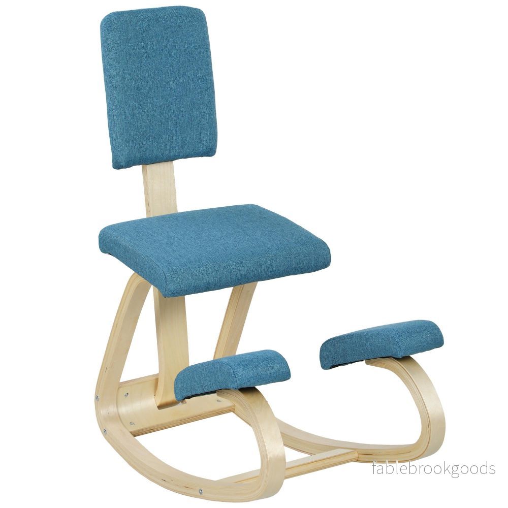Ergonomisk knäböjd stol, mörkblå, björkträram