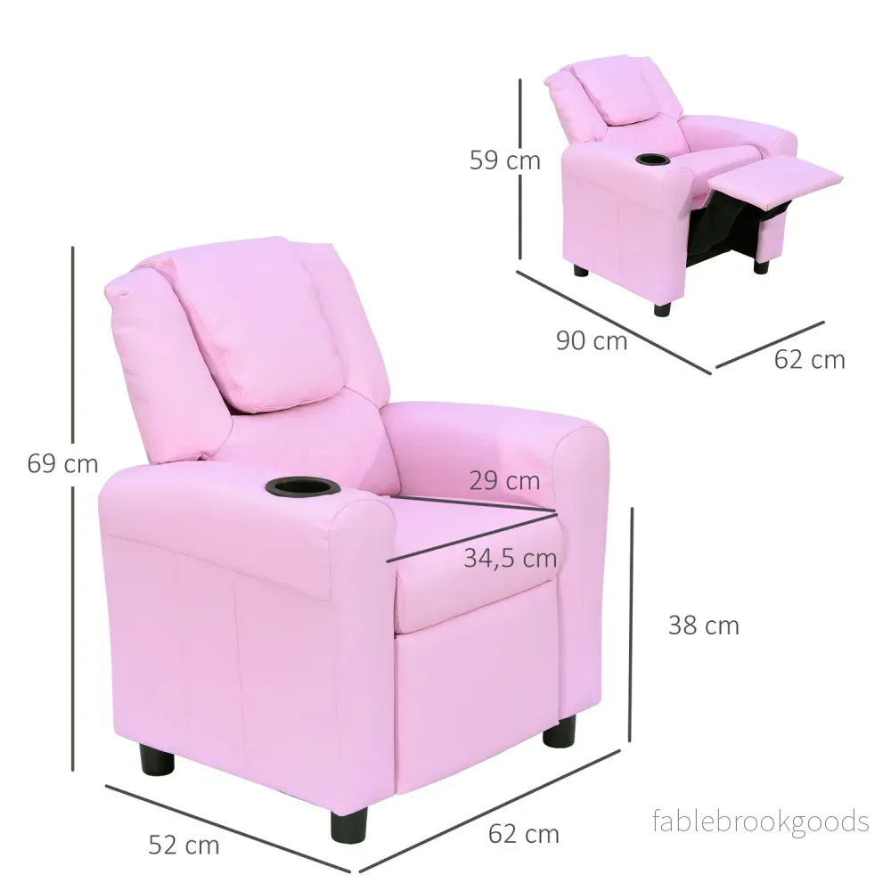 Fåtölj för barn med mugghållare, rosa fåtölj för åldrarna 3-6 - Bild 3
