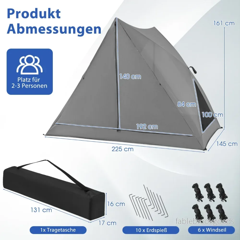 Pop – Up tält för personer 360° ensidigt transparent – 2-3 225 x 145 x 161 cm – Grå - Bild 2