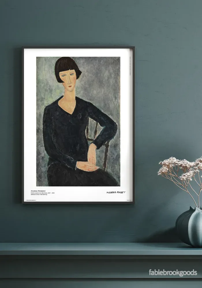 Poster, Amedeo Modigliani, Sittande kvinna i blå klänning - Bild 2