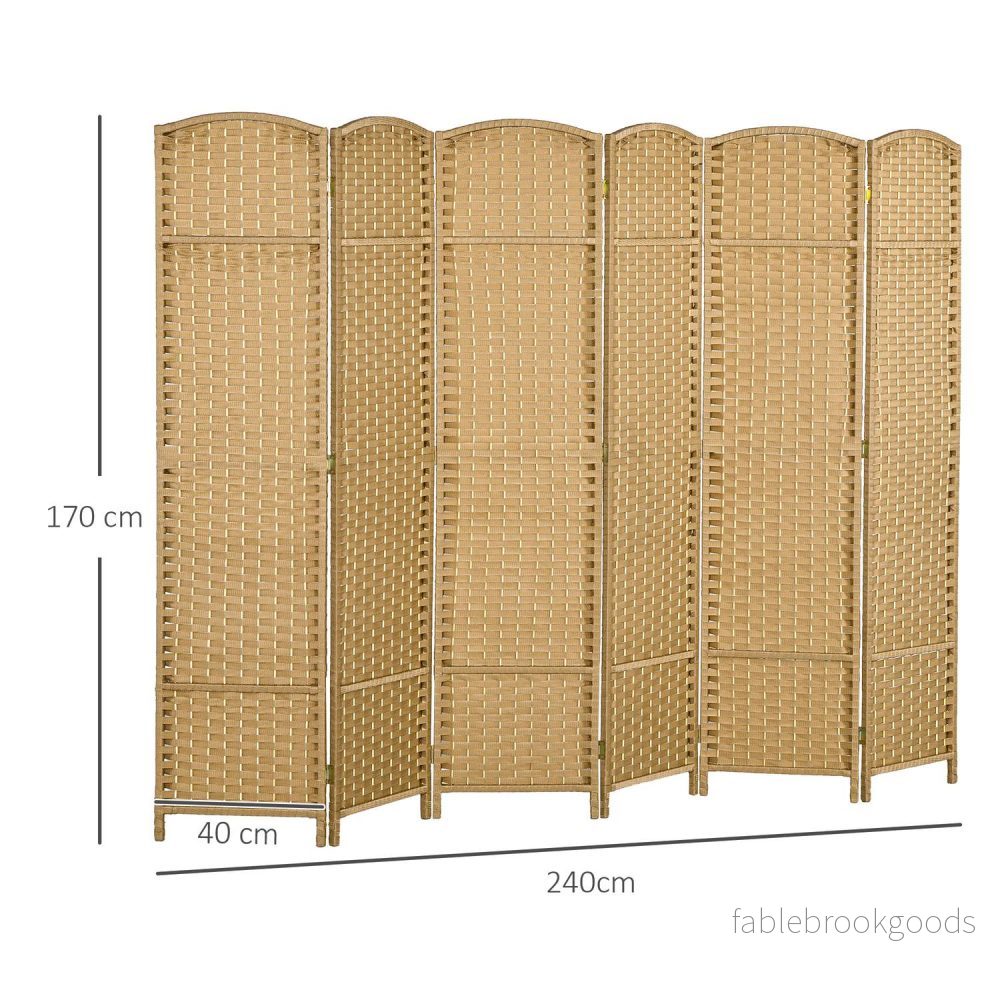 Bambu rumsavdelare 6-panel, naturlig, vikbar sekretessskärm - Bild 3