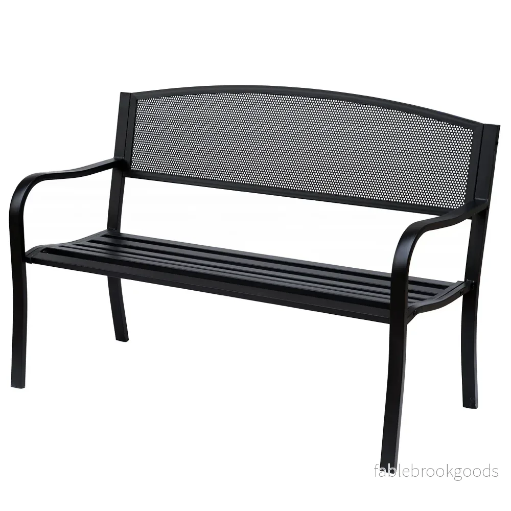 Garden Steel 2-Sits Bänk – Svart, B127 x D60 x H87Cm