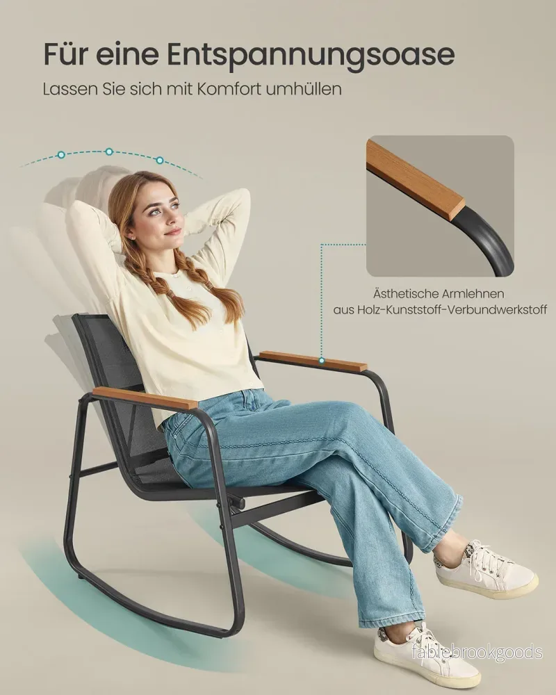 Trädgårdsset – Gungstolar med bord – Bläcksvart – 3-delat - Bild 3