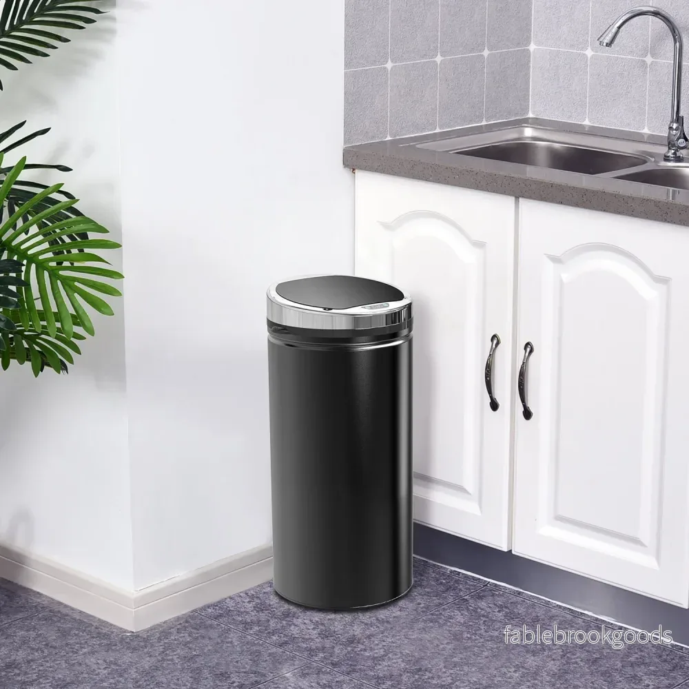 Elektrisk sensor papperskorg 42L – Mattsvart stål - Bild 2