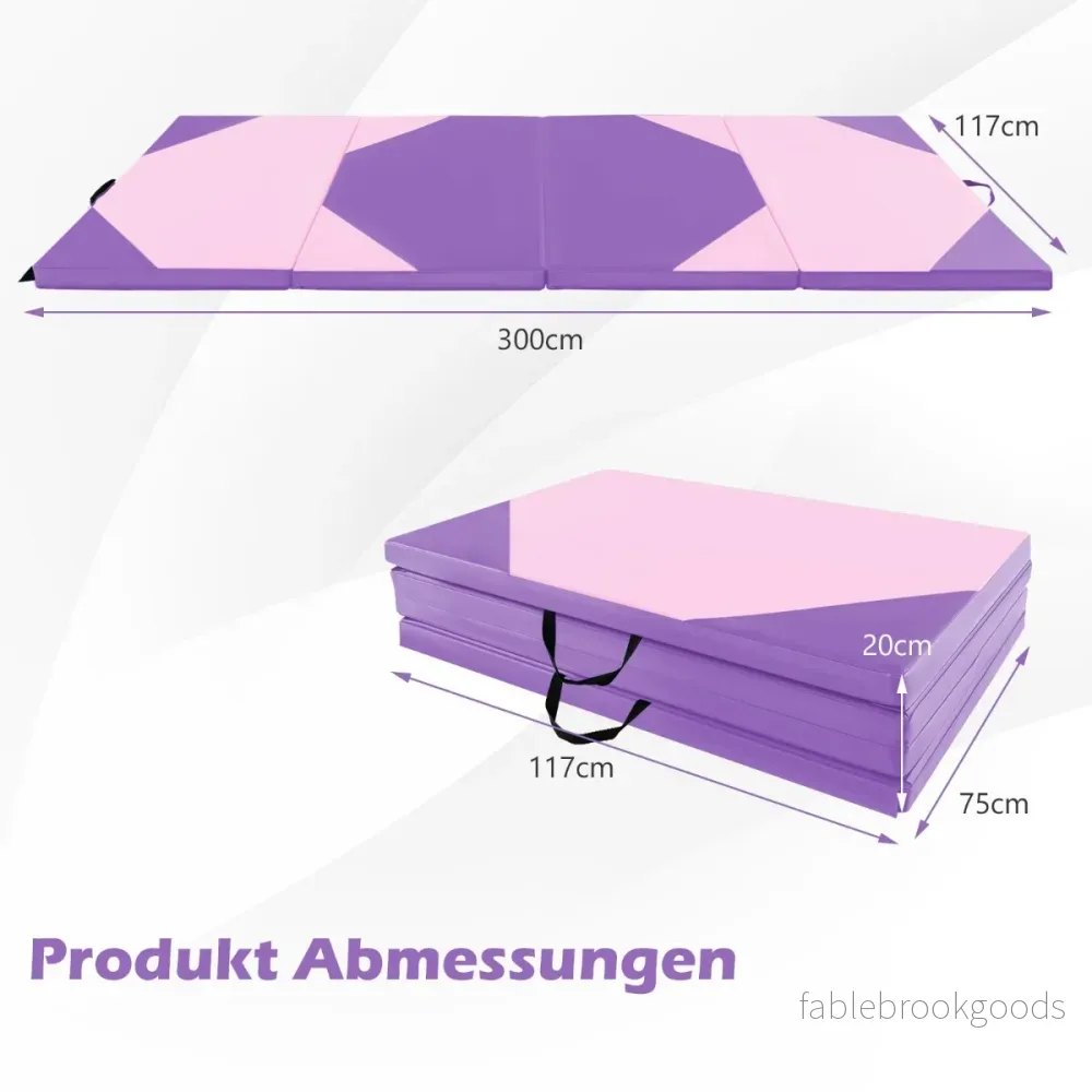Fällbar – träningsmatta i konstläder med kardborreband och bärhandtag – 300 x 117 x 5 cm – Lila - Bild 2