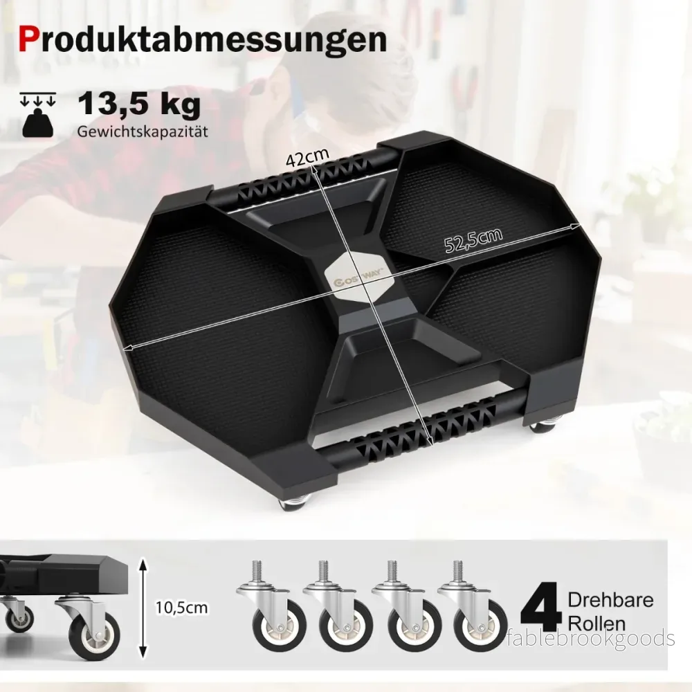 Mobil – monteringsrullbord Verktygskrypare med vridbara hjul bärförmåga Universell verkstadsvagn – 4 135 kg – Svart - Bild 2