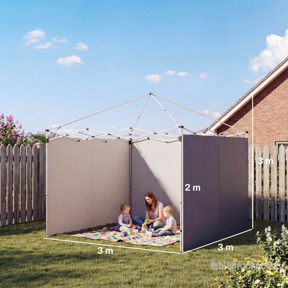 Sidoväggar till paviljonger, 3x3m, UPF 50+ Oxfordtyg - Bild 3
