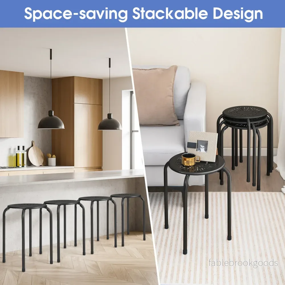 pack – stapelbara pallar, metallpall, rund matpall med robust metallram – 6 - Bild 3