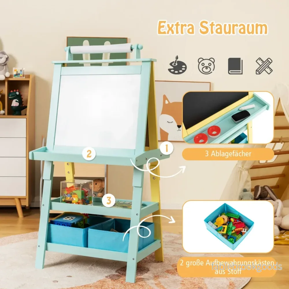 i – barnstafli dubbelsidig whiteboard och svarta tavla ritpapper + – 3 1 – Blå och gul - Bild 3