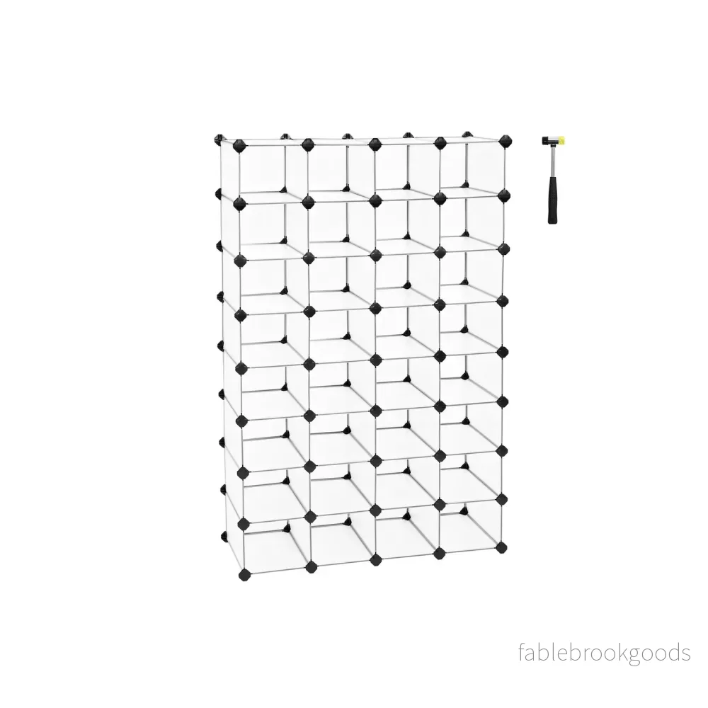 Skoställ – 32 fack – Transparent design – Halvtransparent vit - Bild 2