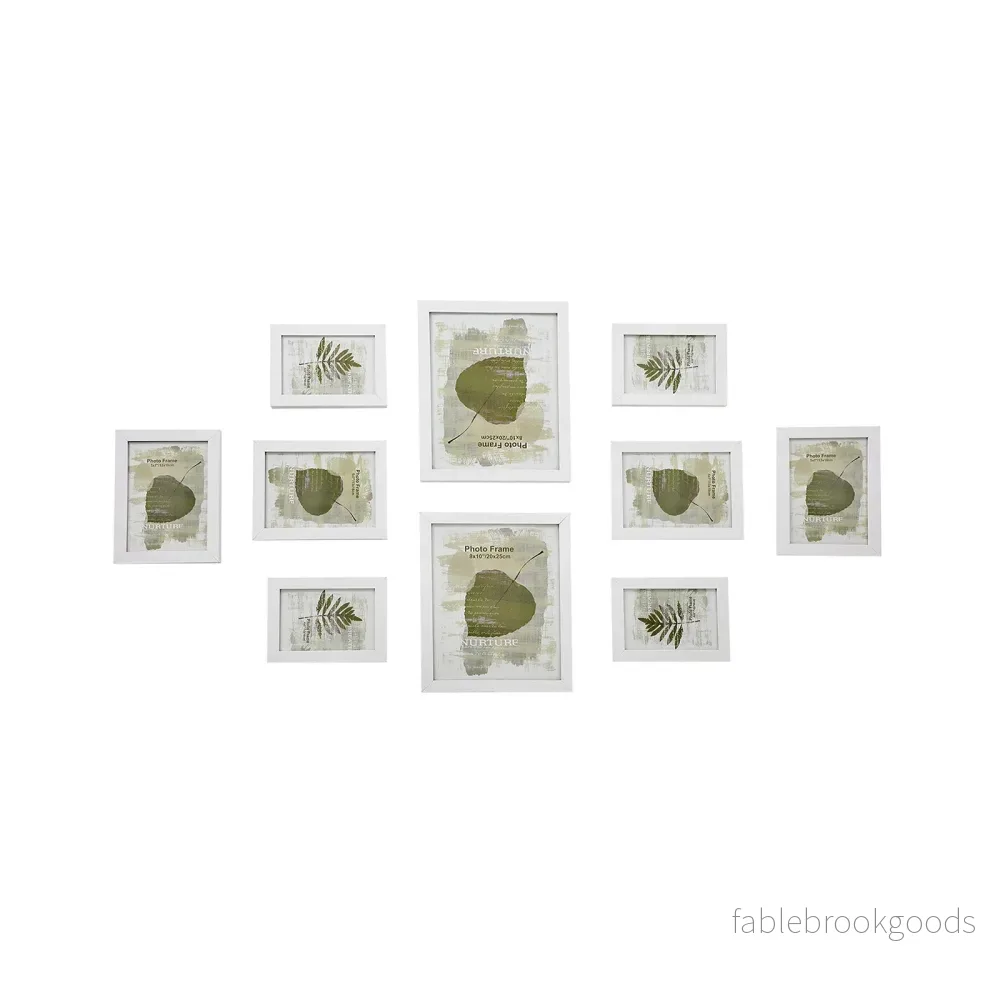 Fotoram set om 10 st – Trälook – Vit - Bild 2