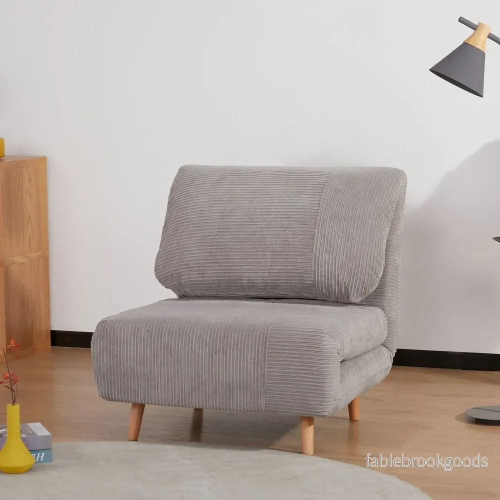 Bäddsoffa – justerbar, hopfällbar madrass, ljusgrå - Bild 2