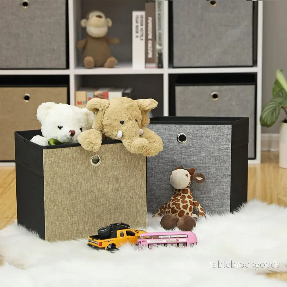 Förvaringsboxar – Fällbara – Set om 6 – Brun/Grå/Svart - Bild 3