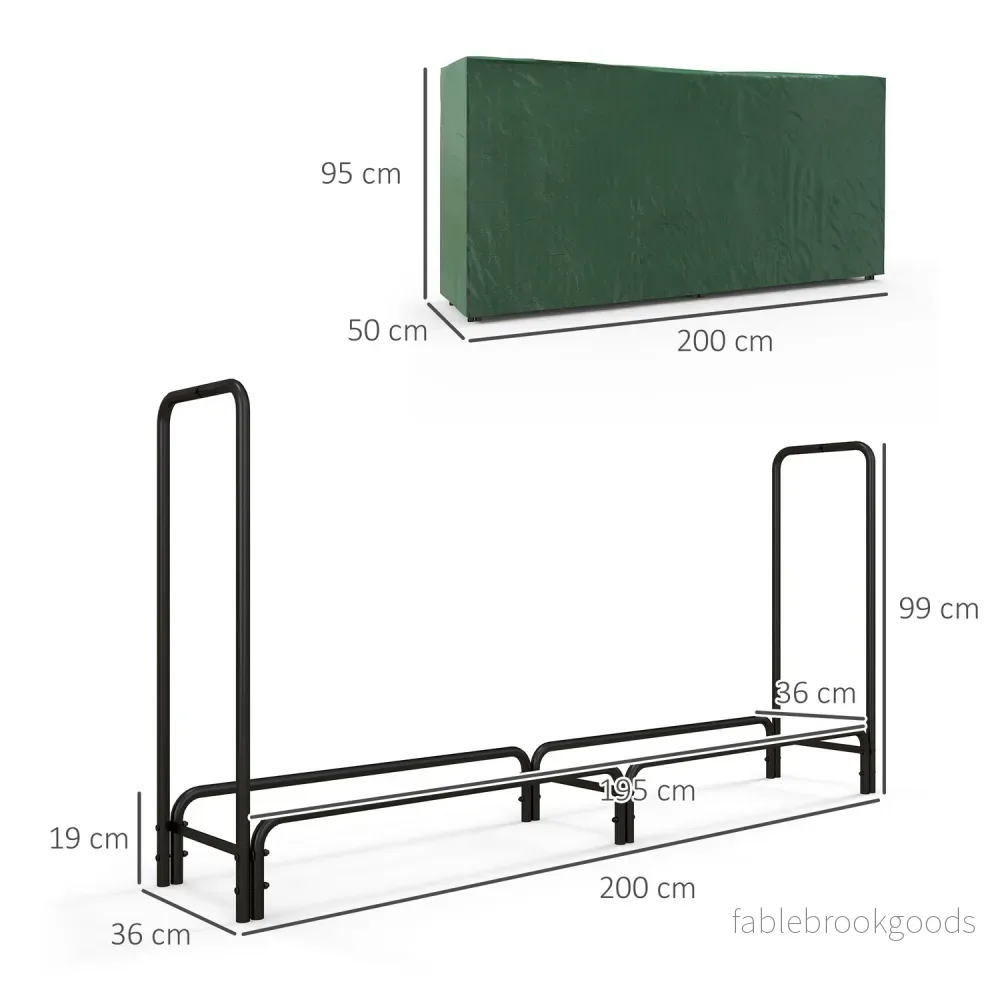 Justerbart vedställ, metall, 200x36x99 cm med lock - Bild 3