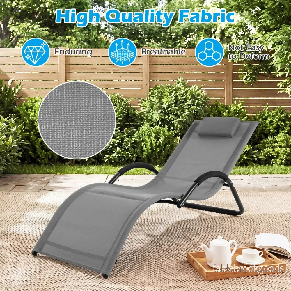 pack – ergonomisk solstol med avtagbart huvudkudde liggstol belastbar upp till – 2 160 kg – Grå - Bild 3