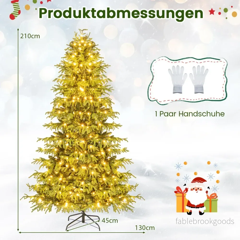 Konstgjord – julgran med belysning – 210 cm – Grön - Bild 2