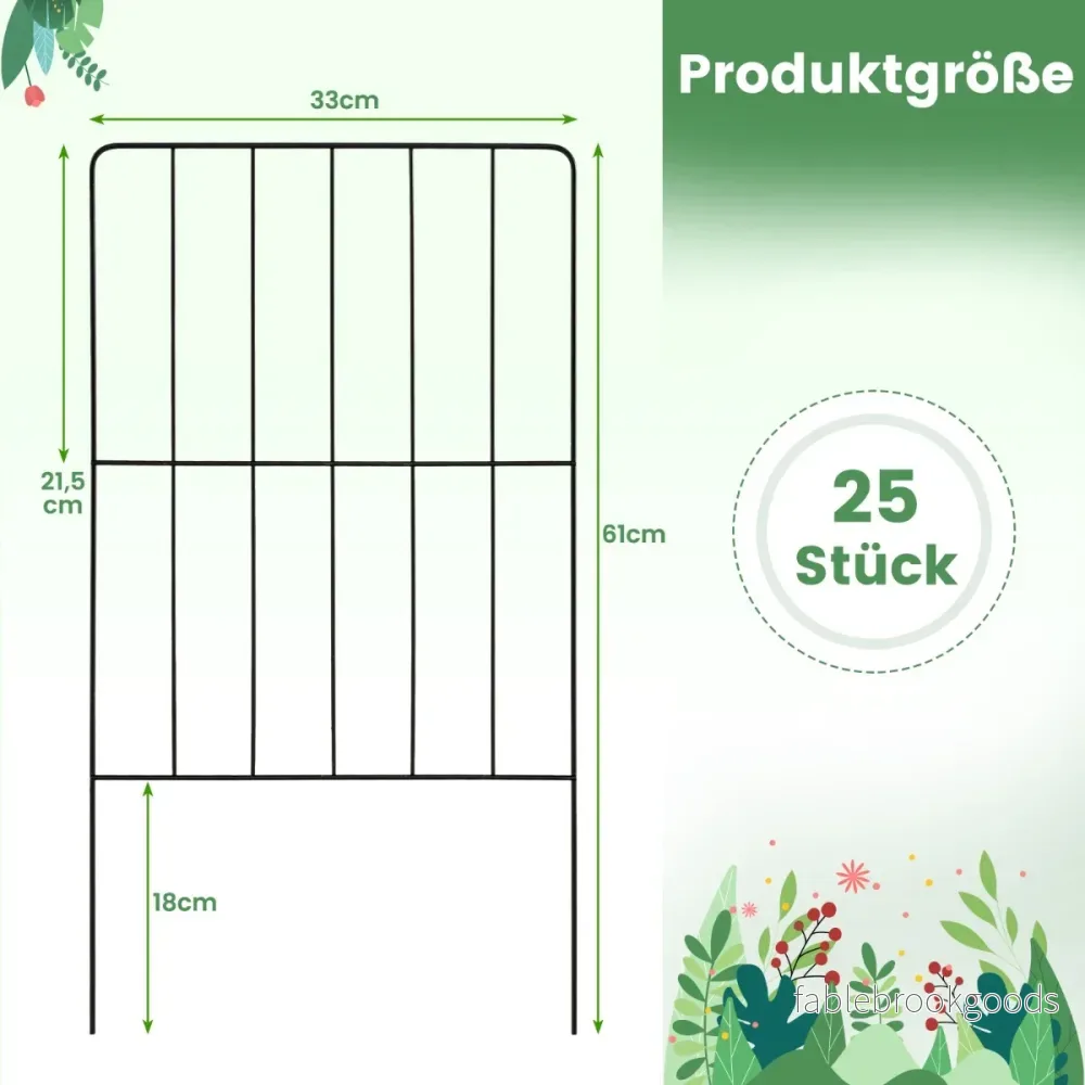 delat – dekorativt trädgårdsstängsel barriärstaket rostsäkert metalltrådstaket – 25 33 x 61 cm – Svart - Bild 3