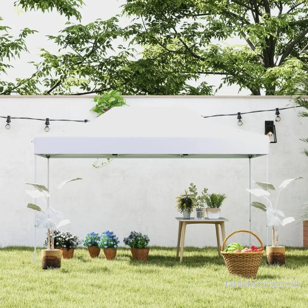 Faltpaviljong – med rullväska och rep Höjdjusterbar Pop Up Trädgårdspaviljong – 4 3 x 4,5 m – Vit - Bild 3