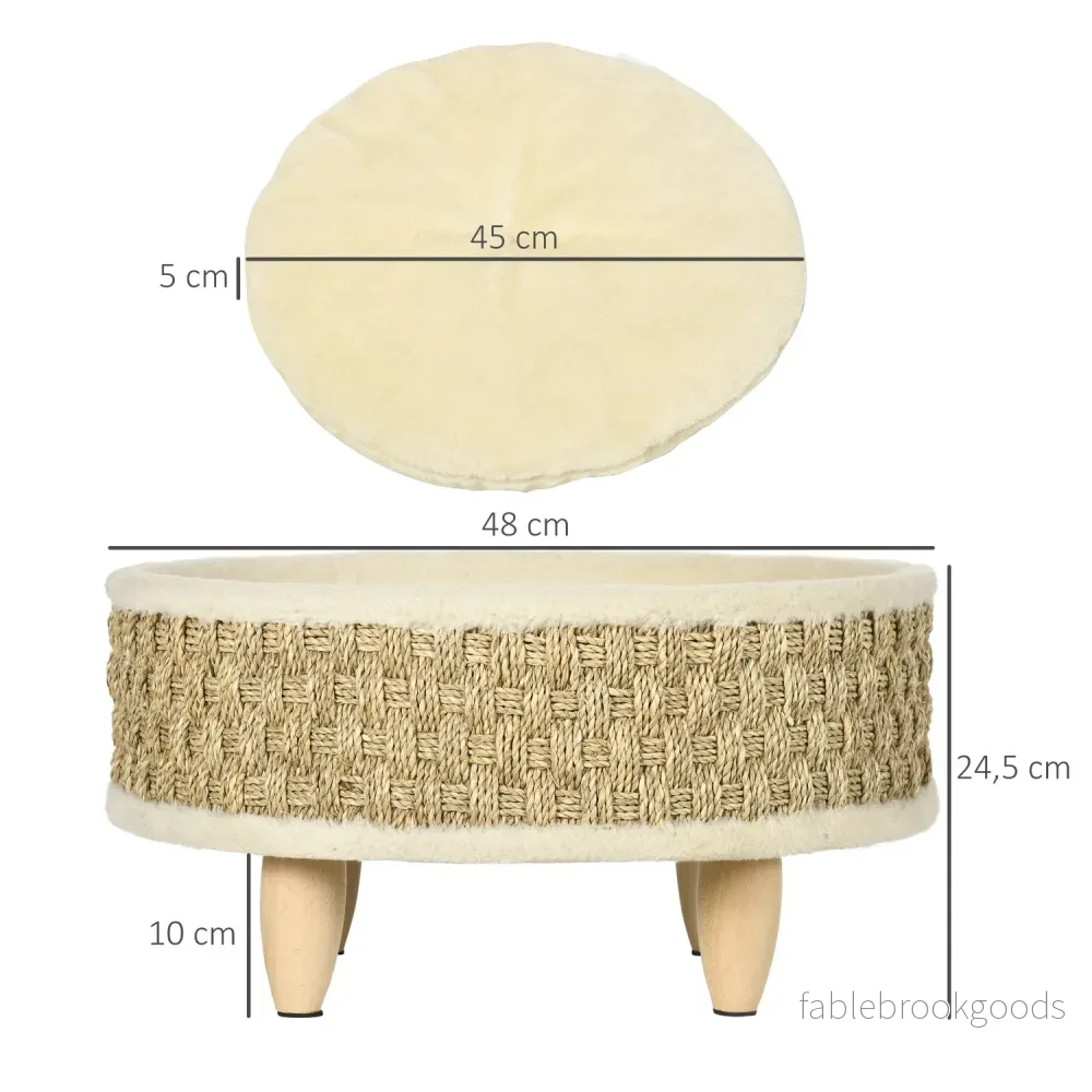 Förhöjd hundsäng med tvättbar kudde, sjögräsrep - Bild 3