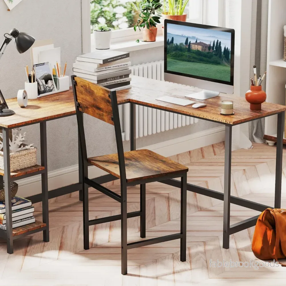 Set – med matstolar industriköksstolar metallram Rustikbrun – 2 44 x 40 x 87 cm – Rustik brun - Bild 3