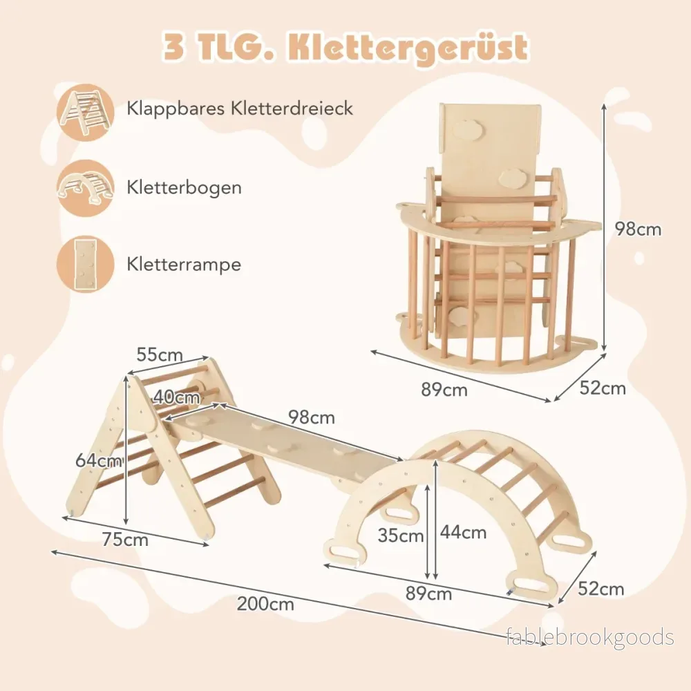 Triangulär – träklätterleksaksset för småbarn med klättringstriangel Natural – Natur - Bild 2