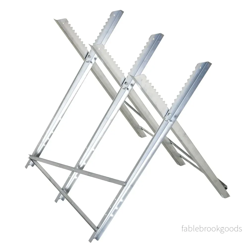 Hopfällbar silvermetallsåg för ved – 83x83x79 cm