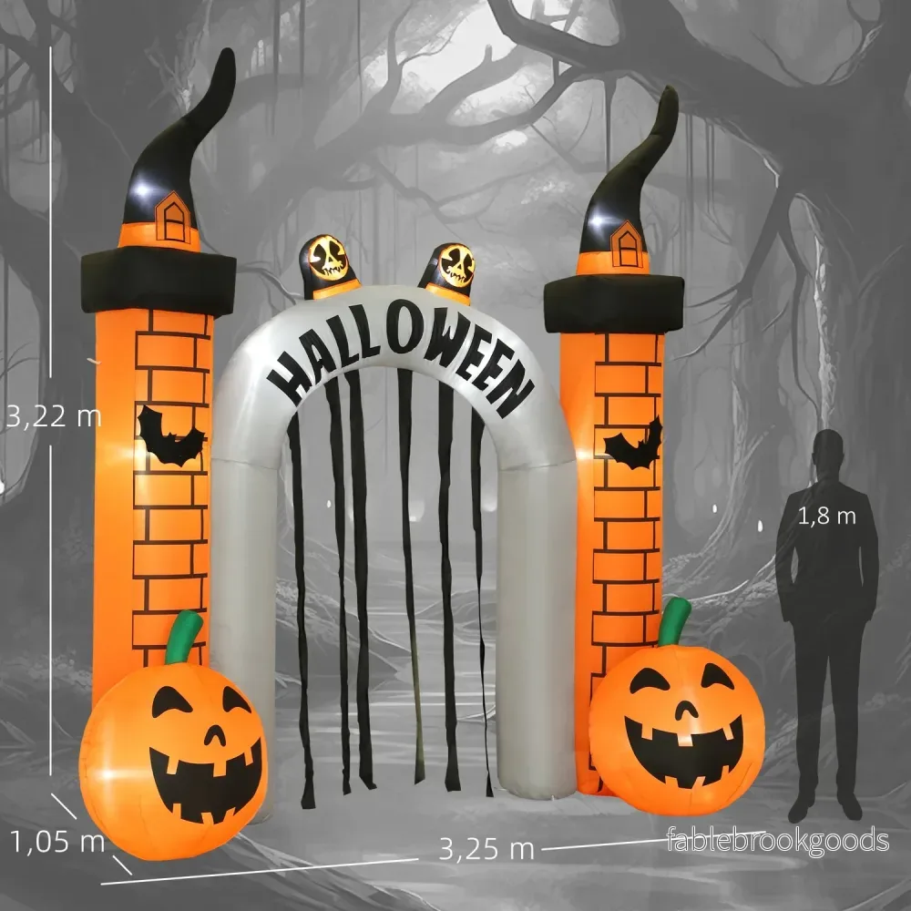 Uppblåsbar Halloween-valv, pumpadesign, lysdioder, pålar - Bild 3