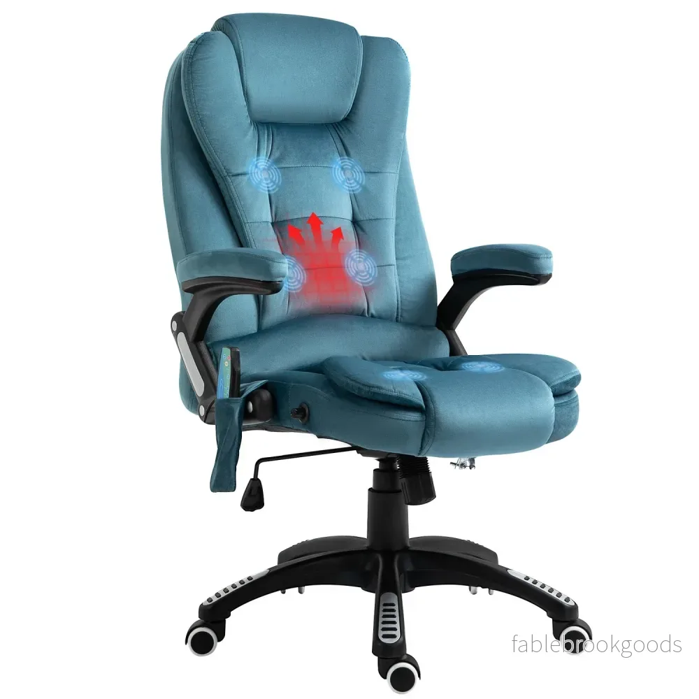 Ergonomisk massagekontorsstol, höjdjusterbar, blå