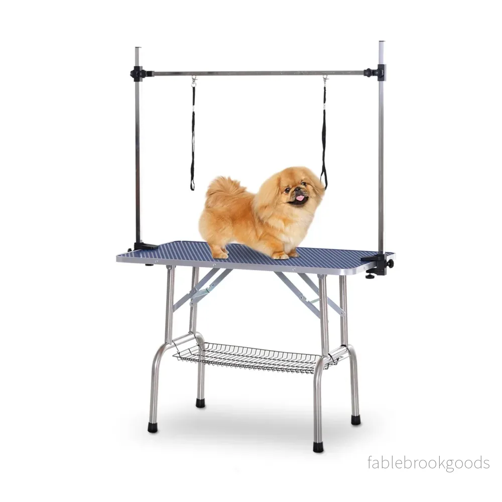 Höjdjusterbart hundskötselbord i rostfritt stål, blått - Bild 2