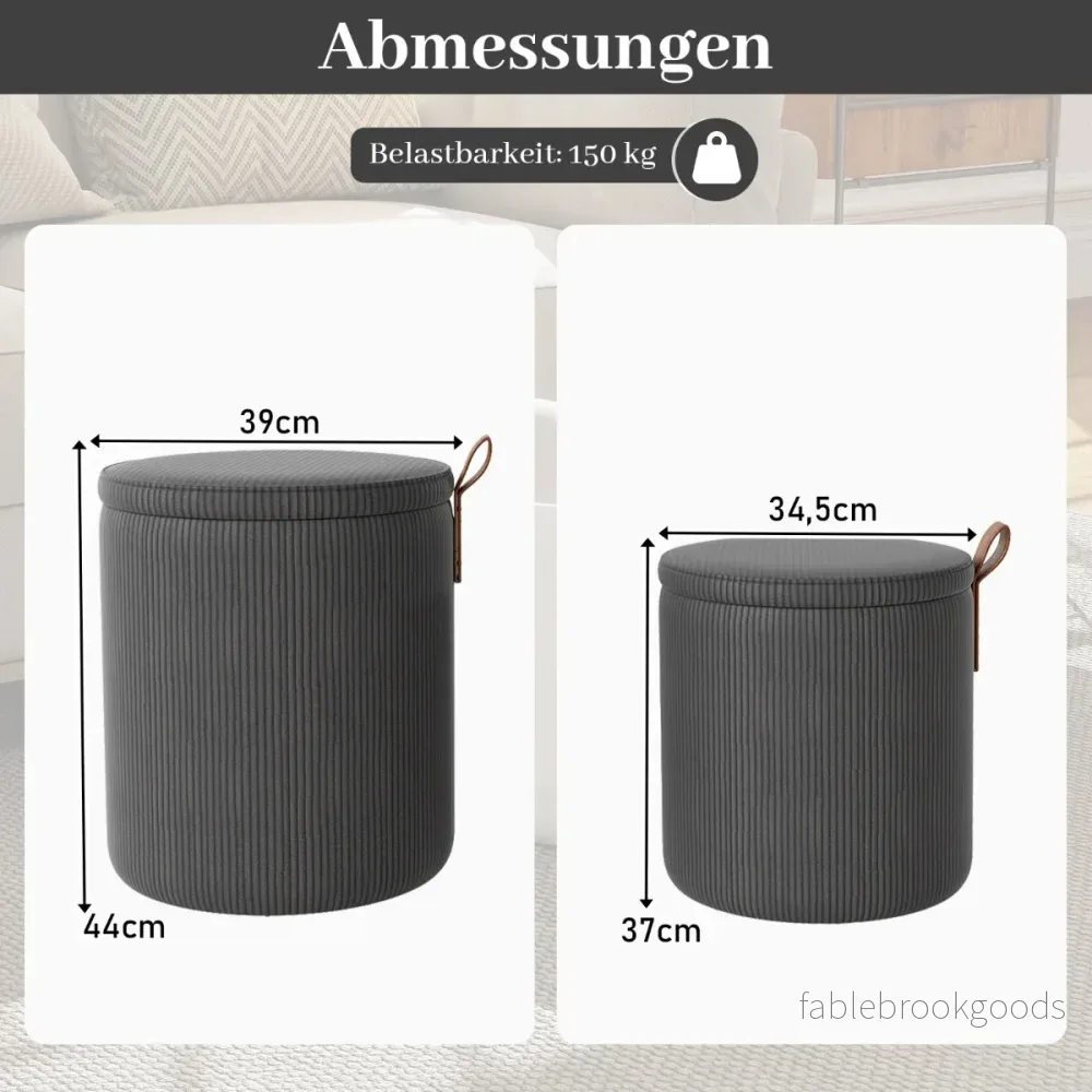 pack – runda pallar med förvaringsutrymme, stapelbara avtagbara lock – 2 – Grå - Bild 2